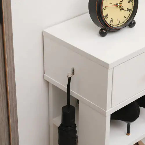 Multi-use White Shoe Rack with Two Drawers