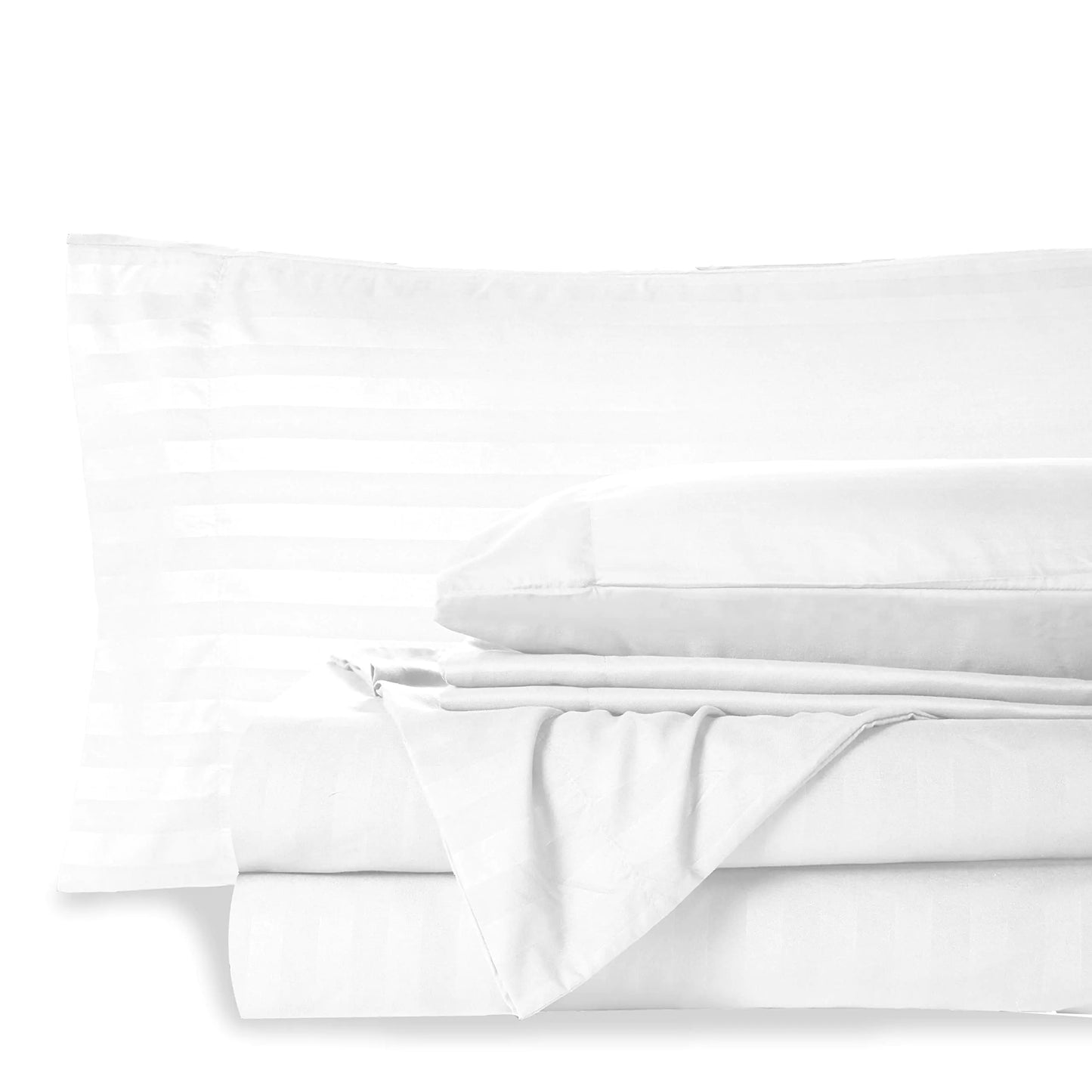 White Striped Twin XL Sheet Set