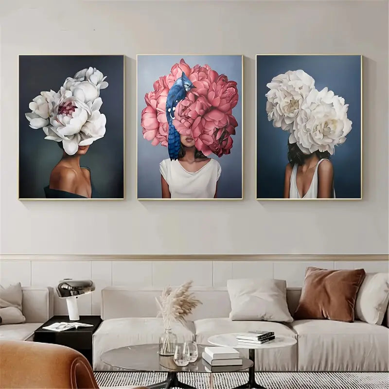 Three-Piece Floral Frameless Canvas Set