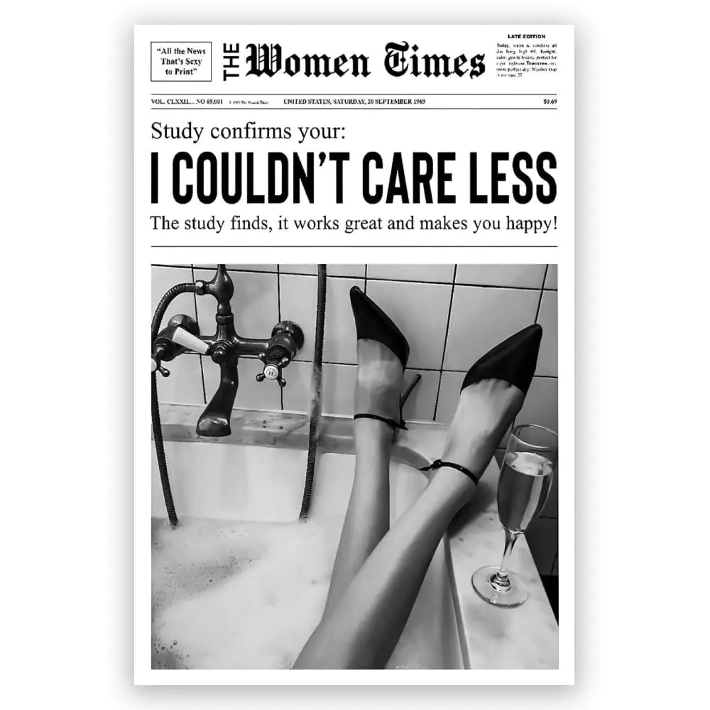 Newspaper Black and White 16"x24" Trendy Canvas