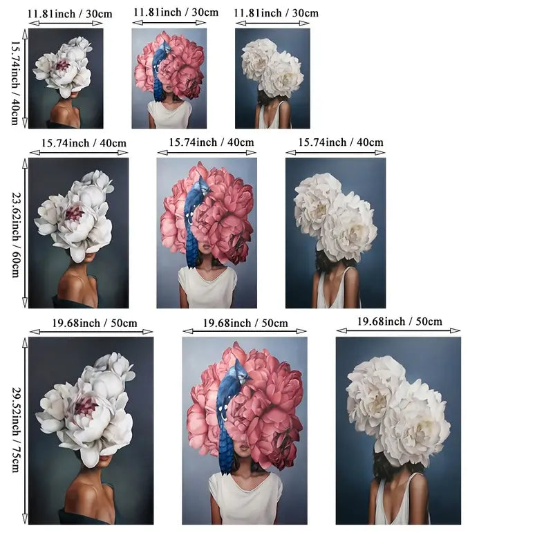 Three-Piece Floral Frameless Canvas Set