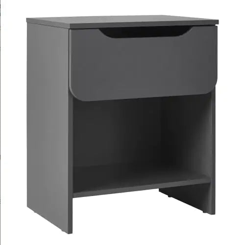 Modern Single-Drawer Dark Grey Nightstand