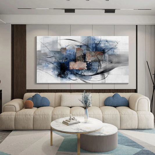 Mofutinpo Modern Black, White, and Blue Canvas
