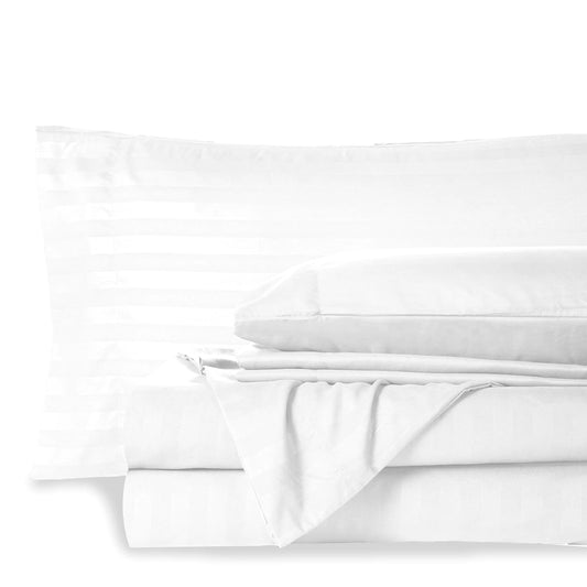 White Striped Twin XL Sheet Set