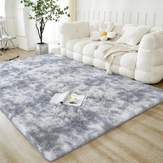3x5  Fluffy Light Grey Washable Rug