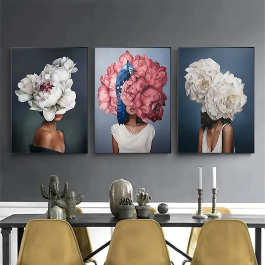 Three-Piece Floral Frameless Canvas Set